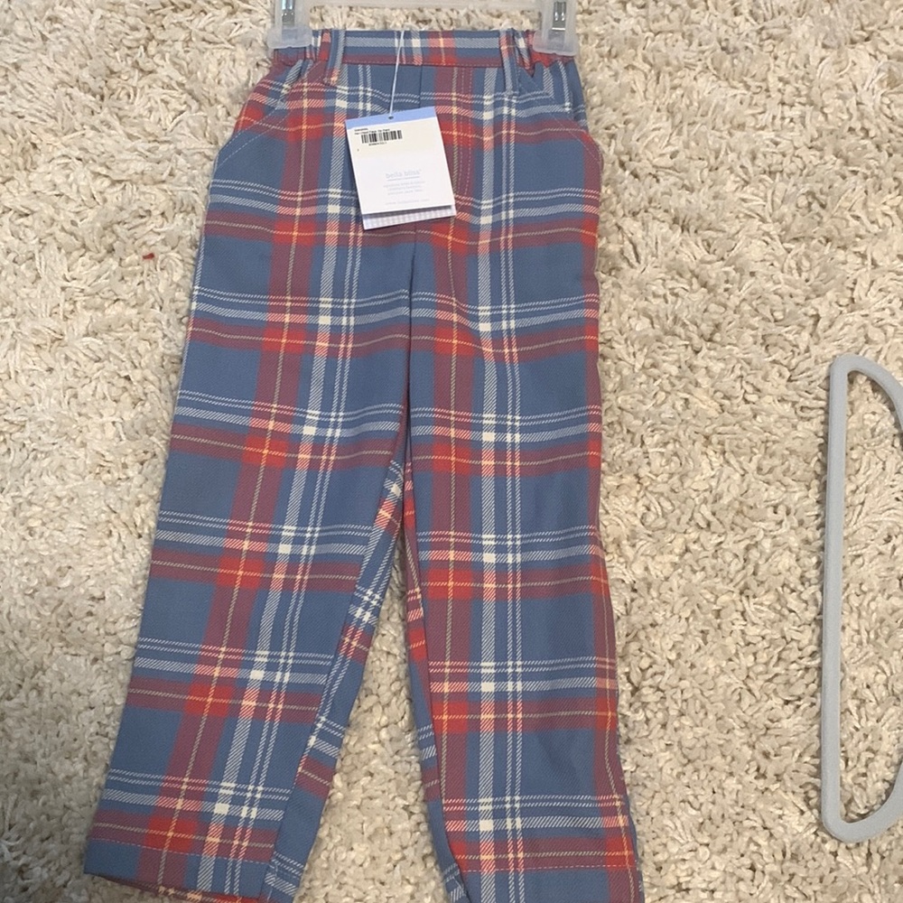 NWT Bella Bliss Perl Plaid Faux Zip Pant Size 2